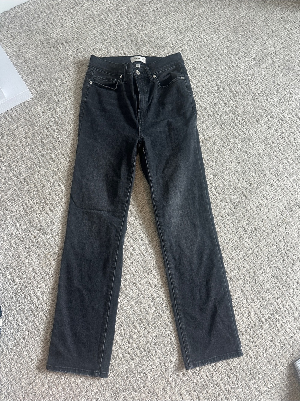 Frame Denim Black Straight-Leg Jeans